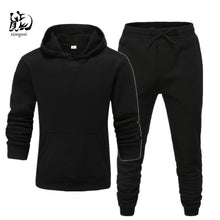 Load image into Gallery viewer, 2019 Winter Solid Hoodie suit New Men's Casual Tracksuits Mens Hip Hop Coat Pullover Sweatshirt Men Hoodiessuit +blacktrousers