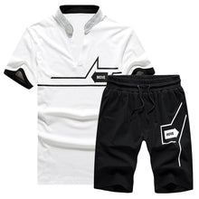 Load image into Gallery viewer, Tracksuit Mens Jogger Sets Fashion Brand Casual Sweat Suits Men 2 Pieces Tee Shirts Top+Shorts Sportwear Male Shorts Sets Summer