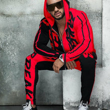 Load image into Gallery viewer, ZOGAA Tracksuit Men's Spring Autumn Casual Men Fitness Sweatsuit Sets Letter Patchwork Hooded Sweatshirt+Sweatpants Sports Suit