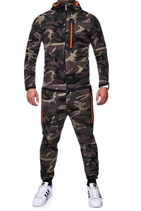 ZOGAA Men Sets Track Suit 2019 Camouflage Jacket Camo Print Tracksuit Matching Sportswear Hoodie Coat Pants Sweatsuit Military