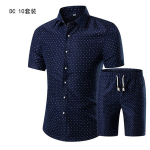 YASUGUOJI New Summer 2019 Fashion Floral Print Two Piece Suit Pant Slim Fit Short Sleeve Shirt with Shorts 2 Piece Men Sets