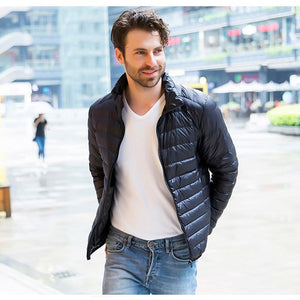 2019 New Mens Ultralight Jacket Casual Autumn Winter White Duck Down Windbreaker Overcoat Warm Parka Male Coat Fashion Outerwear