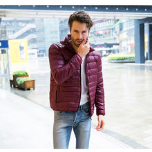 Load image into Gallery viewer, 2019 New Mens Ultralight Jacket Casual Autumn Winter White Duck Down Windbreaker Overcoat Warm Parka Male Coat Fashion Outerwear
