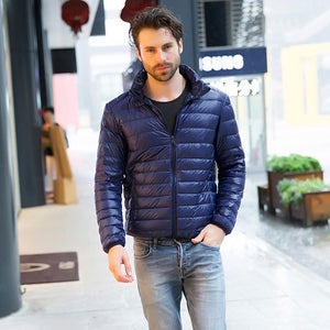 2019 New Mens Ultralight Jacket Casual Autumn Winter White Duck Down Windbreaker Overcoat Warm Parka Male Coat Fashion Outerwear