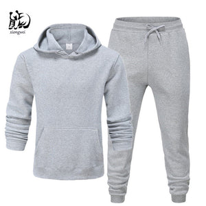 2019 Winter Solid Hoodie suit New Men's Casual Tracksuits Mens Hip Hop Coat Pullover Sweatshirt Men Hoodiessuit  +blacktrousers