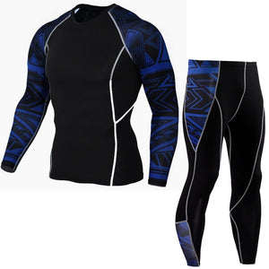 Men's Thermal Underwear Set Long Sleeve Fitness Tights Sportswear Compression Elastic Track and Field Running Wear Men's suit