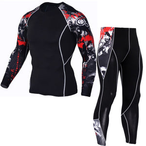 Men's Thermal Underwear Set Long Sleeve Fitness Tights Sportswear Compression Elastic Track and Field Running Wear Men's suit