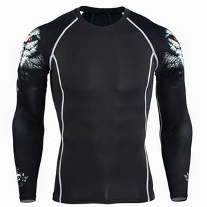 Men's Thermal Underwear Set Long Sleeve Fitness Tights Sportswear Compression Elastic Track and Field Running Wear Men's suit