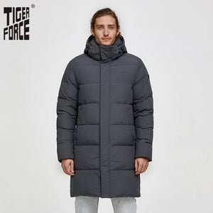 Tiger Force White Duck Down Jacket Men Winter Long Puffer Jackets Male Down Jacket with Hooded Casual Thicken Warm Overcoat