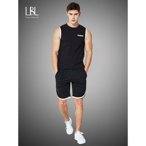 Summer Vest Set Men Sleeveless T Shirts Tracksuits Two Piece Tops + Shorts Suit Sportswear Set Mens Short Sets Male Tracksuit