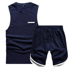 Load image into Gallery viewer, Summer Vest Set Men Sleeveless T Shirts Tracksuits Two Piece Tops + Shorts Suit Sportswear Set Mens Short Sets Male Tracksuit
