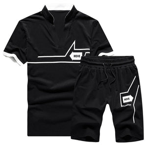 Tracksuit Mens Jogger Sets Fashion Brand Casual Sweat Suits Men 2 Pieces Tee Shirts Top+Shorts Sportwear Male Shorts Sets Summer