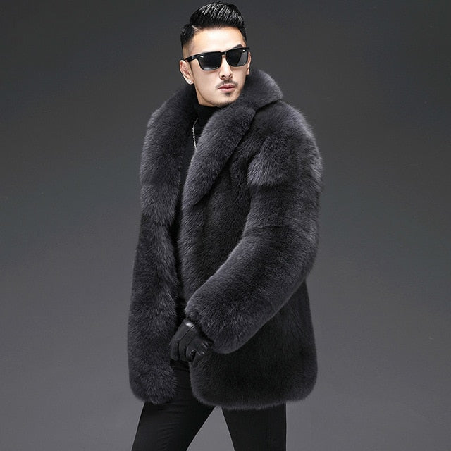 2020 Winter Real Fur Coat Men Natural Fox Fur Coat Warm Luxury Jacket Men Fashions Outerwear 19-3100 KJ3225