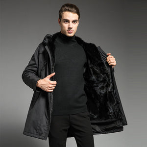 Parka Men Real Fur Coat Natural Minks Fur Liner Warm Winter Jacket Mens Mink Coat Luxury Jackets Parkas 18P615-1 KJ3113