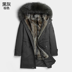 Parka Homme Winter Jacket Men Natural Mink Fur Liner Coat Mens Raccoon Fur Collar Parkas Plus Size JLK1819-1807 MY1382