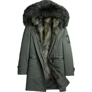 Parka Homme Winter Jacket Men Natural Mink Fur Liner Coat Mens Raccoon Fur Collar Parkas Plus Size JLK1819-1807 MY1382