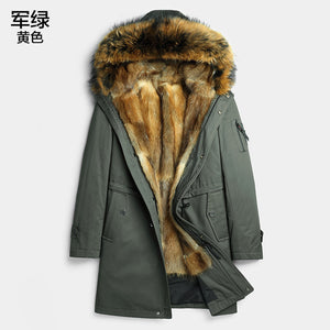 Parka Homme Winter Jacket Men Natural Mink Fur Liner Coat Mens Raccoon Fur Collar Parkas Plus Size JLK1819-1807 MY1382