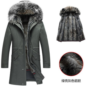 Real Fur Parka Coat Winter Jacket Mens Mink Fur Liner Raccoon Fur Collar Plus Size Parkas Mink Jacket 78-H18-907 YY327