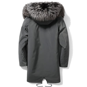 Winter Parka Real Fur Coat Men Rex Rabbit Fur Liner Winter Jacket for Men Fox Fur Collar Warm Parkas Hombre 2020 4948