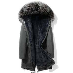 Winter Parka Real Fur Coat Men Rex Rabbit Fur Liner Winter Jacket for Men Fox Fur Collar Warm Parkas Hombre 2020 4948