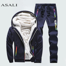 Load image into Gallery viewer, Winter Tracksuits Men Set Casual Thicken Fleece Warm Hooded Jacket Pants Spring Sweatshirt Sportswear Coats Hoodie Track Suits
