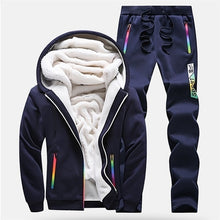 Load image into Gallery viewer, Winter Tracksuits Men Set Casual Thicken Fleece Warm Hooded Jacket Pants Spring Sweatshirt Sportswear Coats Hoodie Track Suits
